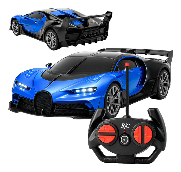 Carrinho De Controle Remoto Cor Azul Farol Led Brinquedo Menino Carro Corrida - Black Friday