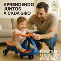 Carrinho Gira Gira Car Rolimã Infantil Até 100kg Tricicolo - Carrinho De Rolimã - Azul-laranja - Queima de Estoque