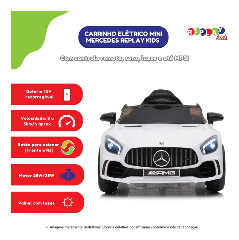 Carrinho Elétrico Infantil Mini Mercedes Replay Kids - Branco