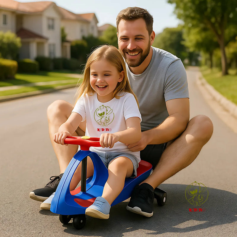 Carrinho Gira Gira Car Rolimã Infantil Até 100kg Tricicolo - Carrinho De Rolimã - Azul-laranja - Queima de Estoque