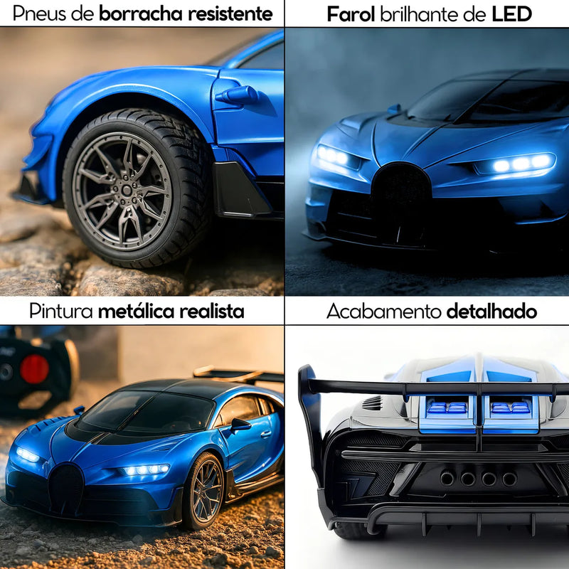 Carrinho De Controle Remoto Cor Azul Farol Led Brinquedo Menino Carro Corrida - Black Friday