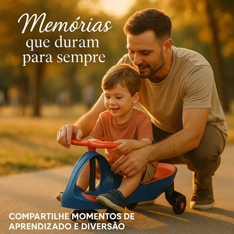 Carrinho Gira Gira Car Rolimã Infantil Até 100kg Tricicolo - Carrinho De Rolimã - Azul-laranja - Queima de Estoque