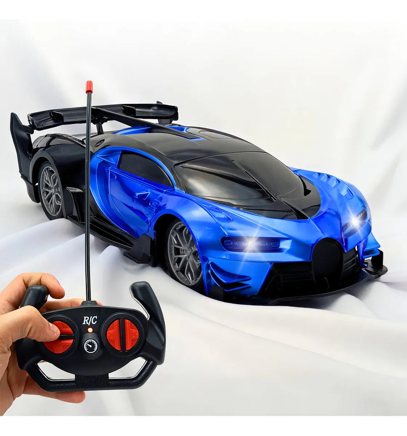 Carrinho De Controle Remoto Cor Azul Farol Led Brinquedo Menino Carro Corrida - Black Friday