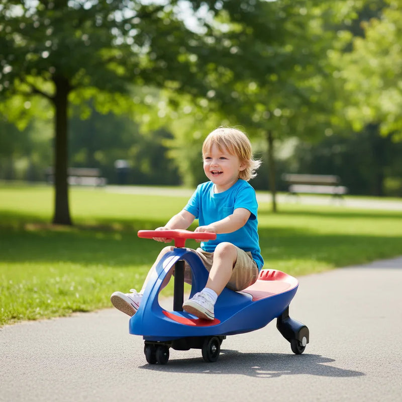 Carrinho Gira Gira Car Rolimã Infantil Até 100kg Tricicolo - Carrinho De Rolimã - Azul-laranja - Queima de Estoque