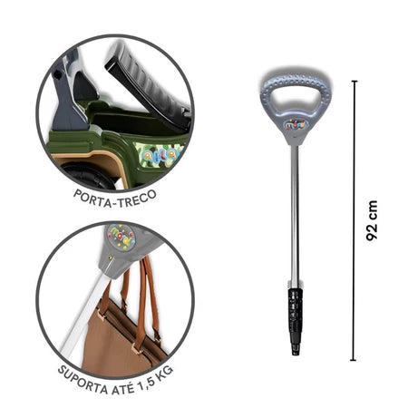 Carrinho passeio jip jip maral guidão direcional militar multicolor rosa Quadriciclo Infantil Haste