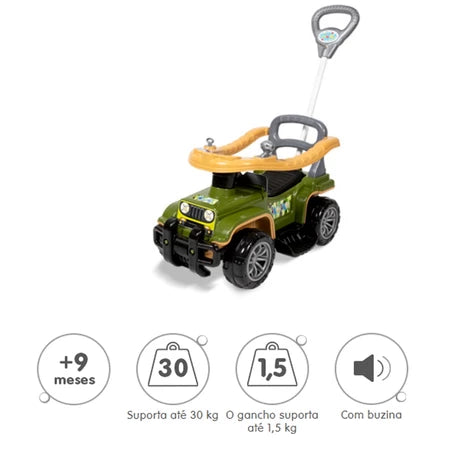 Carrinho passeio jip jip maral guidão direcional militar multicolor rosa Quadriciclo Infantil Haste