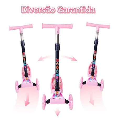 Patinete Infantil 3 Rodas De Led Dobrável Scooter Crianças